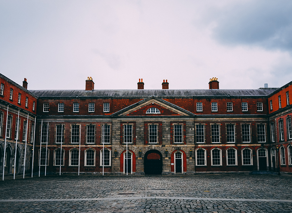 Panoramic view of the front of Dublin Castle